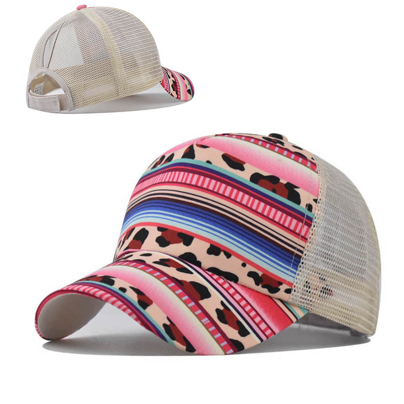 포니 테일 야구 모자 여자의 인쇄 된 캐 쥬얼 모자 여름 통기성 메쉬 모자 숙 녀 야외 선 스크린 포니 테일 모자 태양 모자